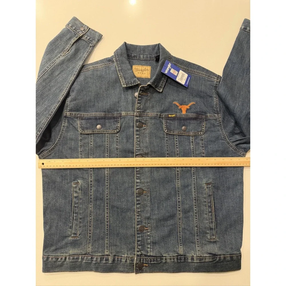 Wrangler Texas Denim Jacket WRUJ11371 Blue XL Longhorns Flannel Lined